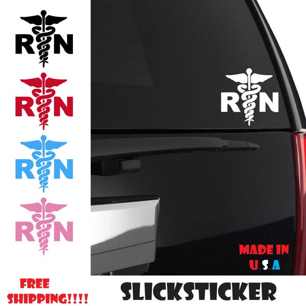 RN Caduceus Vinyl Sticker Registered Nurse LPN EMT Medical Urgent Care Hospital Emergency First Aid Ambulance Any Size