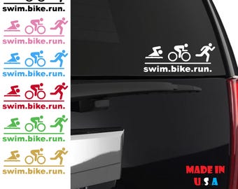 Triathlon swim bike run Vinyl Decal Sticker | run half marathon | 26.2 | 13.1 | 5k | 10k | runner |  iron man | Ultra Runner