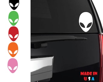 Alien Sticker, UFO, Green, Alien Head, Car decal, scifi sticker, Extraterrestrial Alien, Spaceship, Waterproof UFO Alien Scifi