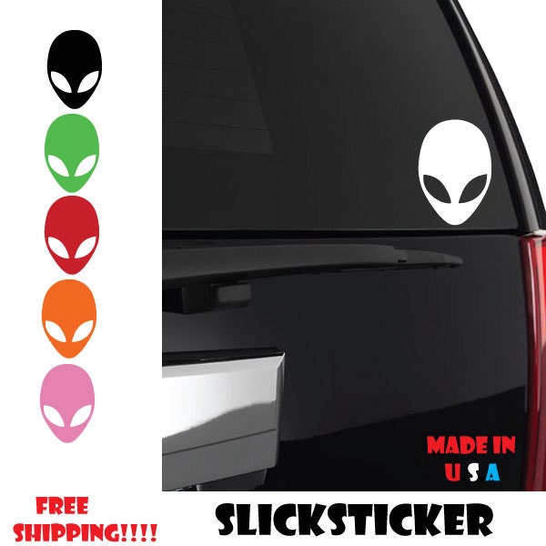 Alien Sticker, UFO, Green, Alien Head, Car decal, scifi sticker, Extraterrestrial Alien, Spaceship, Waterproof UFO Alien Scifi