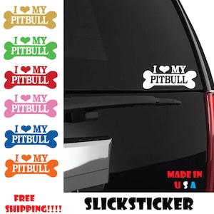 I Love My Pitbull sticker car window dog heart bully puppy adopt rescue bulldog iphone laptop case decal vinyl pet terrier custom ANY SIZE