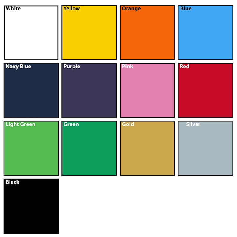 Puede incluir: Una carta de colores con 12 colores diferentes, incluyendo blanco, amarillo, naranja, azul, azul marino, morado, rosa, rojo, verde claro, verde, dorado y plateado. Los colores est&aacute;n dispuestos en un patr&oacute;n de cuadr&iacute;cula.