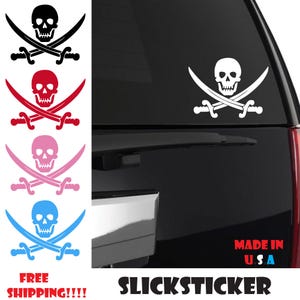 Jolly Roger Skull Sticker | Pirate Sticker | Pirate Decal | Jolly Roger Sticker | Pirate Window Decal | Jolly Roger Decal Pirate Stickers