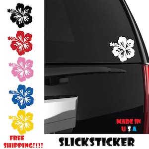 Hawaiian Hibiscus Flower Lips Flip Flops Car Decal hawaii tropical island vacation flower ANY SIZE