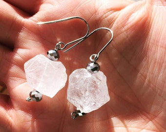 Rustic Uncut Natural Rock Earrings
