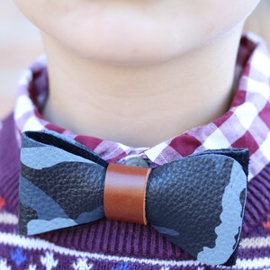 Camo bow ties for boys. Boys bowties. Bow ties for Toddlers. Camouflage leather bow Tie