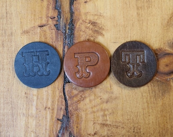 2 Golf Ball Markers, Leather golf marker, leather ball marker, Father’s Day gift, customizable ball marker, golf gift