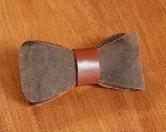 Men's brown Oiled weathered Leather bow tie. Bow ties for Men. Rustic bow tie Fathers Day gift Groomsmen gift ideas