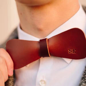 Bow ties for Men. Brown Leather Bow tie. Mens bowties. Personalized gifts for men. Dapper Gent. Groomsmen gift. Fathers day gift. image 1