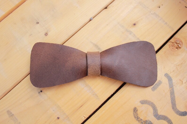 Bow ties for Men. Brown Leather Bow tie. Mens bowties. Personalized gifts for men. Dapper Gent. Groomsmen gift. Fathers day gift. image 2