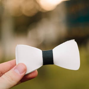 Men&#39;s white Leather bow tie. Bow ties for Men . Rustic bow tie Fathers Day gift Groomsmen gift ideas