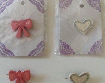 Bow and Heart Pins