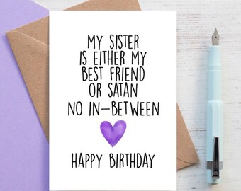 Funny sister birthday card | Etsy