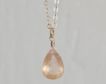 Golden Topaz Pendant Necklace in 14k Gold Filled