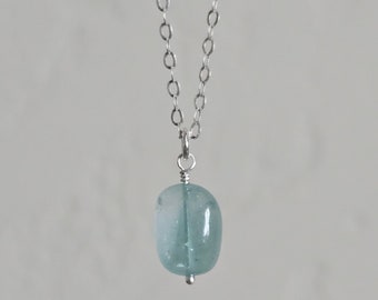 Ice Blue Tourmaline Pendant Necklace in Sterling Silver