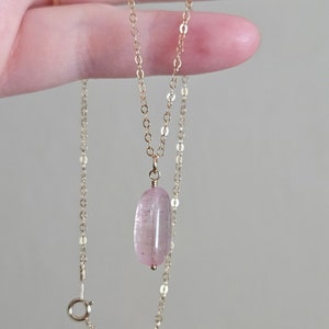 Soft Pink Tourmaline Pendant Necklace in 14k Gold Filled
