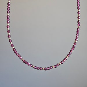 Garnet Beaded Necklace: 14k Gold Filled, 16 inch