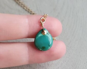 Hubei Turquoise Pendant Necklace in 14k Gold Filled