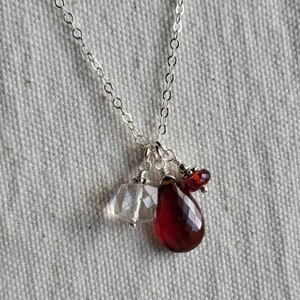 Garnet and Topaz Pendant Necklace in Sterling Silver