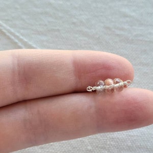 Peach Schiller Oregon Sunstone Bar Necklace in Sterling Silver