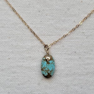 Hubei Turquoise Pendant in 14k Gold Filled Chain Necklace