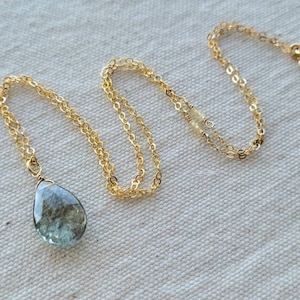 Moss Aquamarine Focal Pendant with Ethiopian Opal Accents in 14k Gold Filled