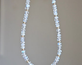 AAA Rainbow Moonstone Necklace: 14k Gold Filled Gemstone, 15 inch