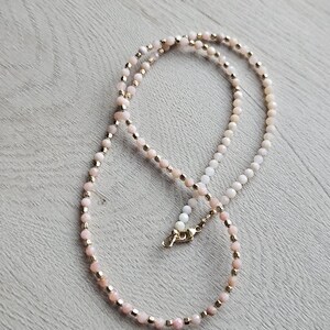 Pink Opal and 14k Gold Filled Beaded Necklace