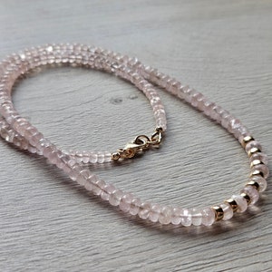 Morganite and 14k Gold Filled Beaded Necklace