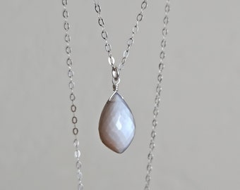 Mocha Moonstone Pendant Necklace in Sterling Silver