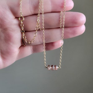 Peach Schiller Oregon Sunstone Bar Necklace in 14k Gold Filled