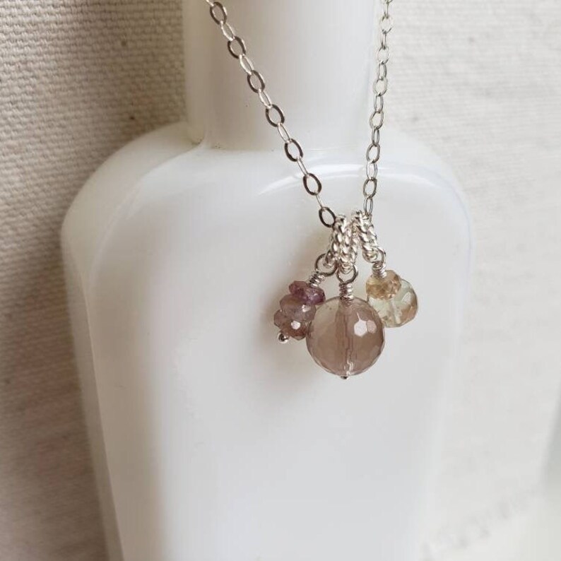 Oregon Sunstone and Peach Sapphire Necklace \u2022 Necklace \u2022 Gemstone Necklace \u2022 Dainty \u2022 Minimal \u2022 Minimalist \u2022 Sterling Silver