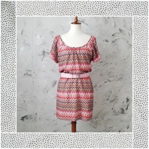 B. DARLIN 80&#39;s Vintage Pink Cinched Shift Dress - Vintage 80&#39;s Knit Fabric Dress - Pink Dress - Summer Dress - Lightweight Dress - Simple