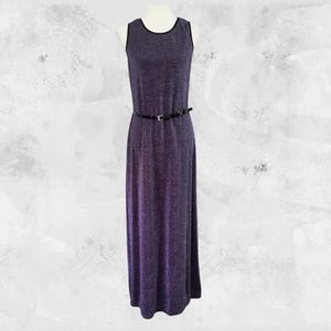 Vintage 80s Sparkly Purple Maxi Dress - Size 10