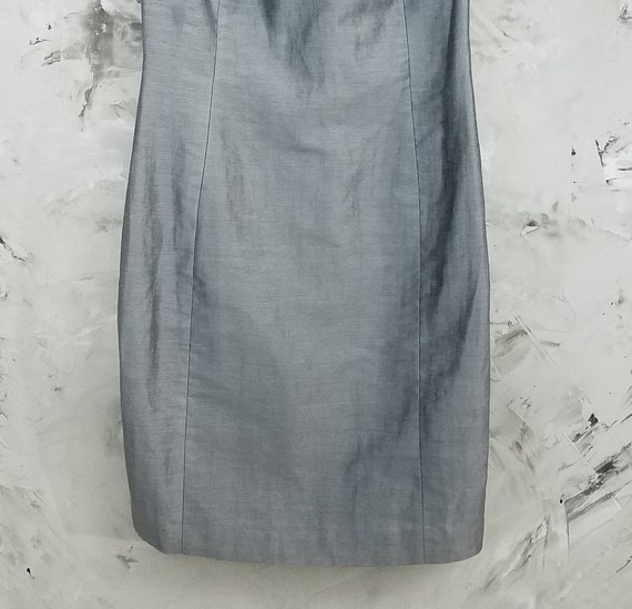 LOFT Silvery Gray Linen Cocktail / Evening Dress … - image 6
