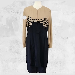 Vintage 80s Black & Tan Dress Suit: Classic Business Attire