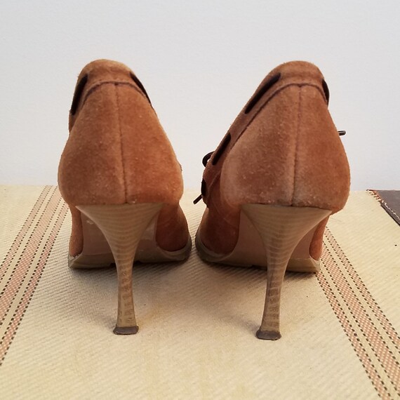 SODA Brown Suede Moccasin Stiletto Heels Vintage … Gem