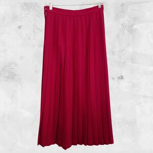 Vintage 60s Red Pleated Skirt: Hand Tailored XS
