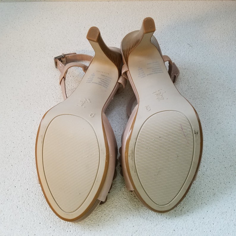 FIONI Nude Tan Mary Jane Peep Platform Heels Vintage | Etsy