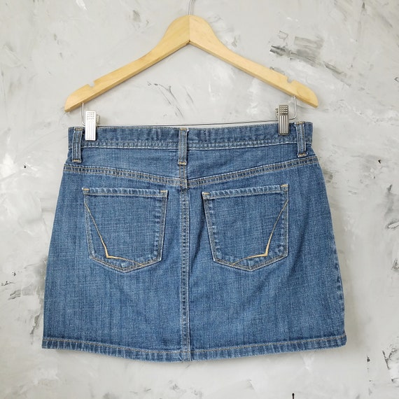 GAP Vintage 90's Denim Blue Jean Mini Skirt - Siz… - image 2