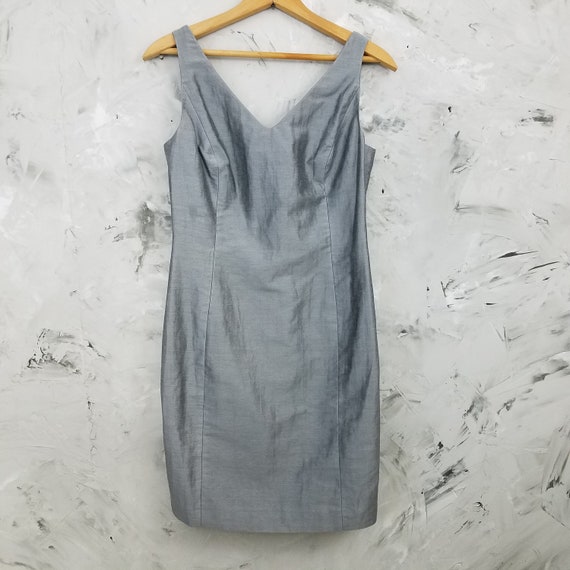 LOFT Silvery Gray Linen Cocktail / Evening Dress … - image 2