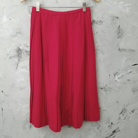 Vintage 60's Red Pleated Hand Tailored Skirt Size… - image 2