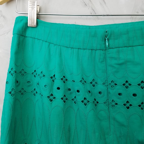 LOFT Jade Green Cotton Eyelet Pencil Skirt - Vint… - image 6