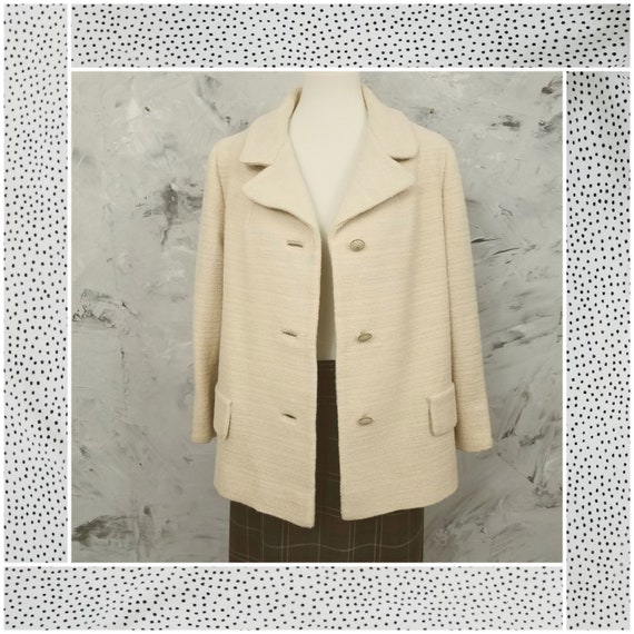 CAPWELLS 50's Vintage Creamy Tan Pea Coat Jacket … - image 1