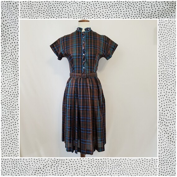JEAN LESLIE JUNIORS Vintage 40's Brown/Blue Dress