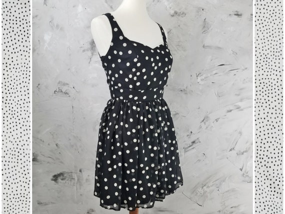 RAMPAGE Black & White Polka Dot Chiffon Dress - V… - image 1