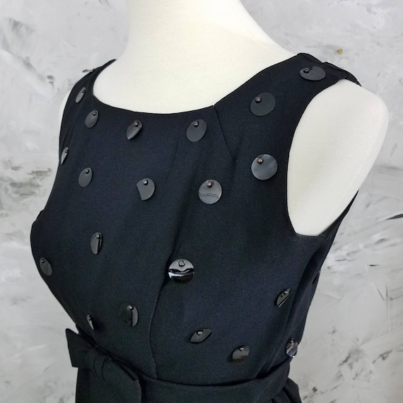 Vintage 60's Sleeveless Black Rayon Sequined Eveni