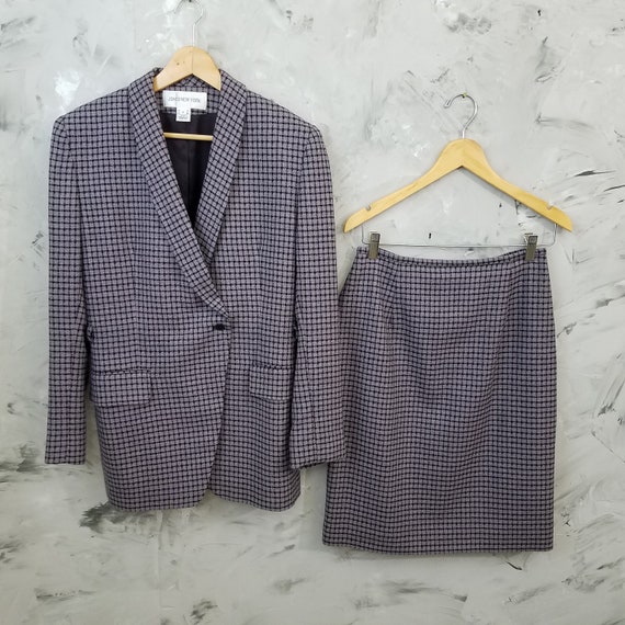 JONES NEW YORK Lavender & Black Plaid Skirt Suit … - image 6