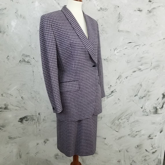 JONES NEW YORK Lavender & Black Plaid Skirt Suit … - image 3