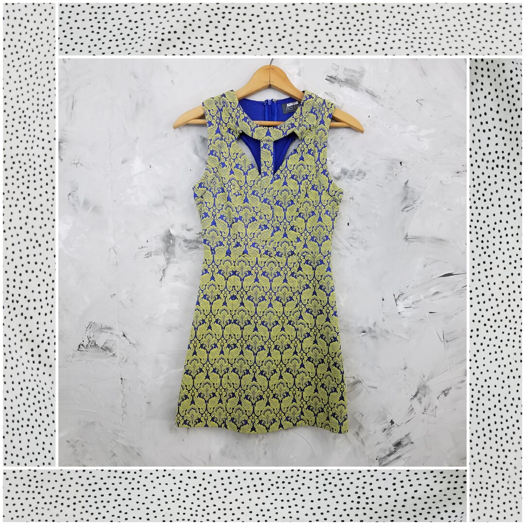 ASTR Green & Blue Floral Tapestry Sleeveless Dress Classy Etsy UK